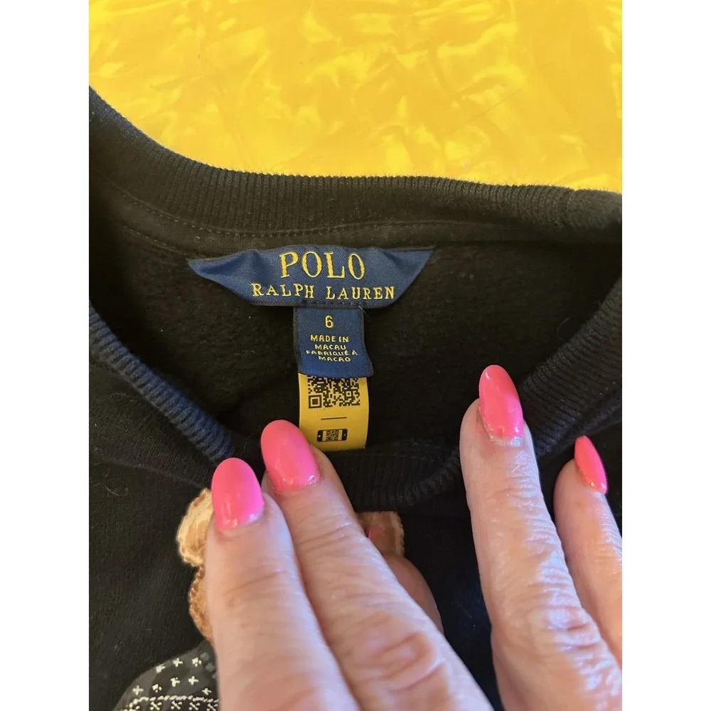 Polo Ralph Lauren Polo Bear Sweatshirt Dress Girls 6 Black School Preppy Sporty